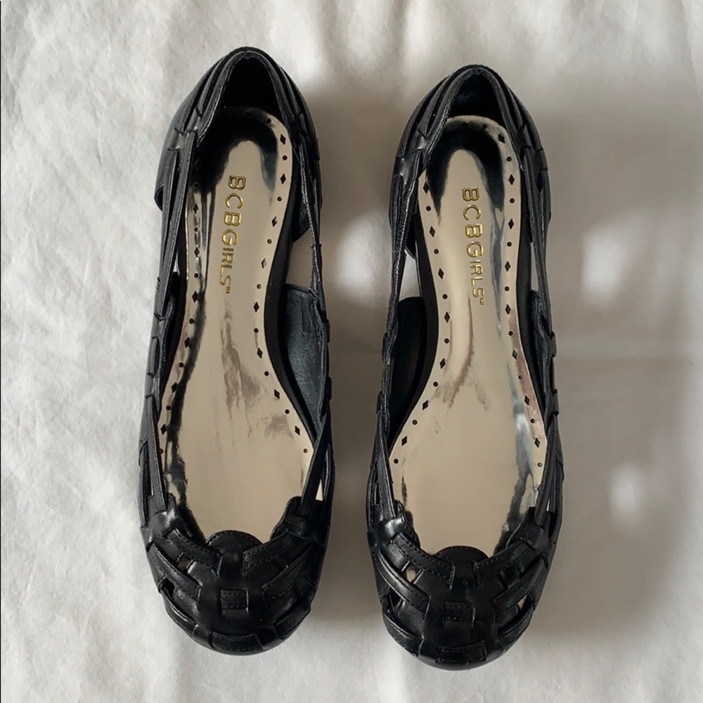 BCBGirls Black Woven Leather Flats